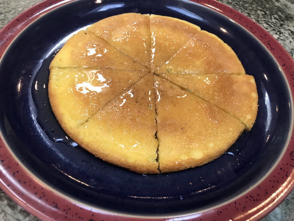 flat eggy pancake cut into 8 wedges